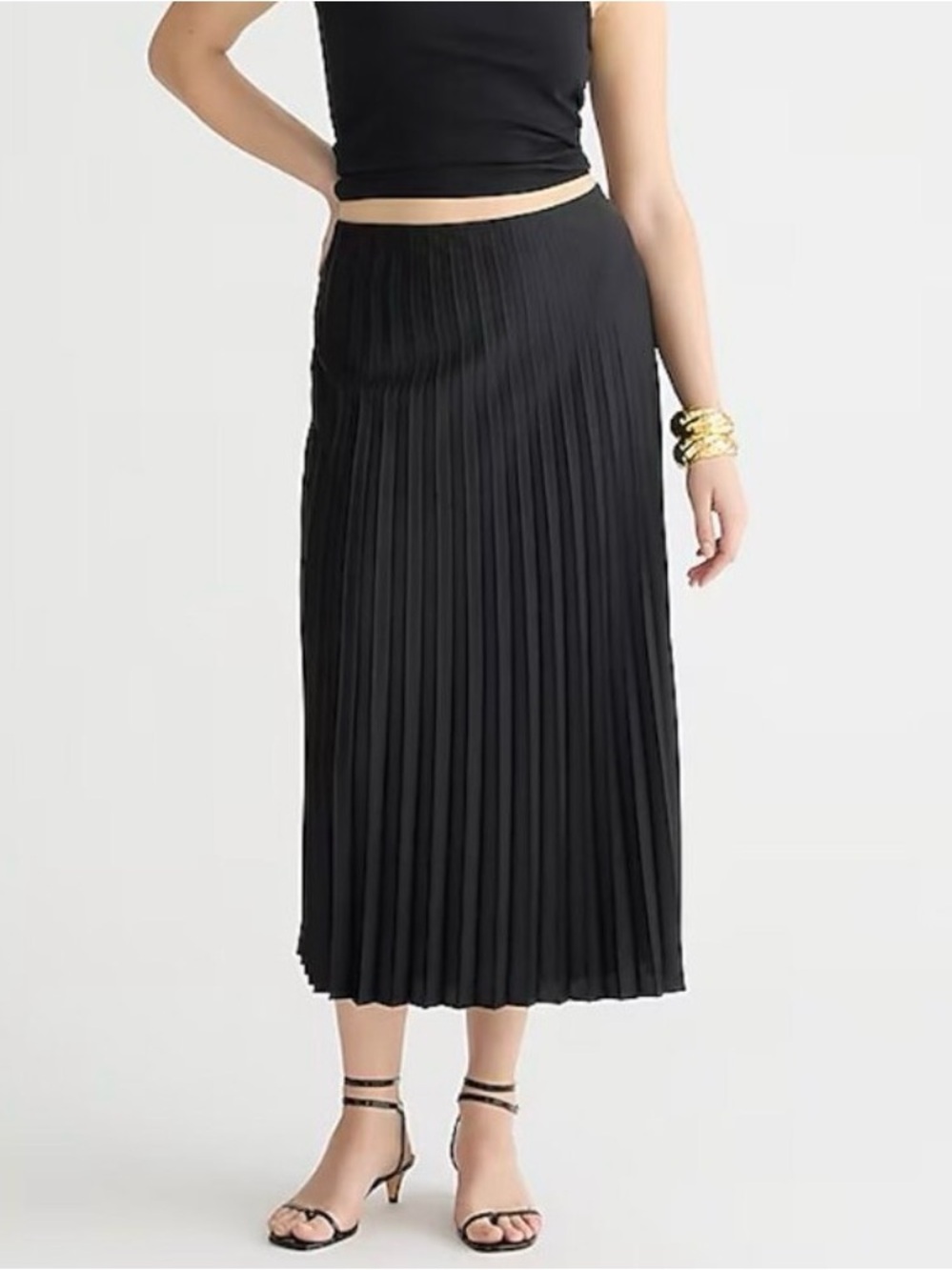 J.Crew Gwyneth Pleated Slip Skirt in Black